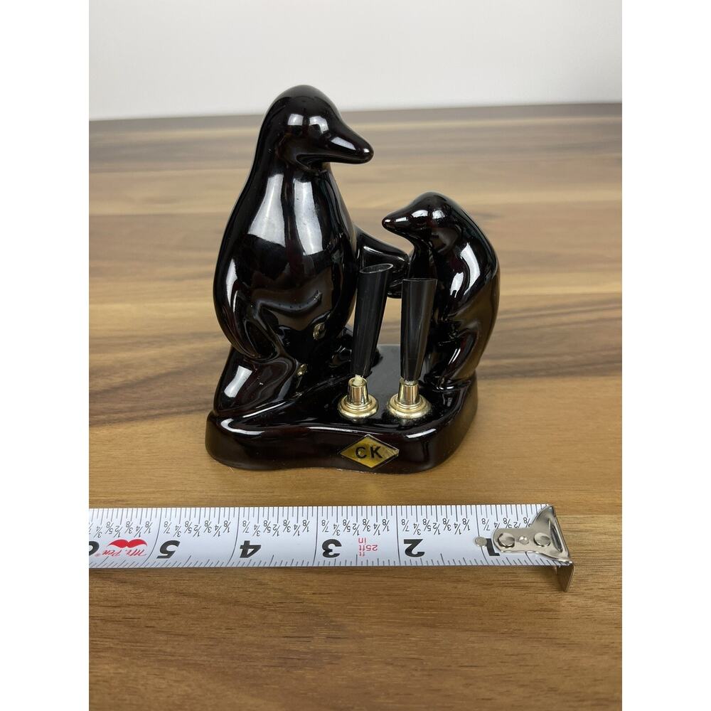 Rare 1950s Japan Redware Penguins Black Pen Holder Officeware 80s Secretary - Picture 7 of 7